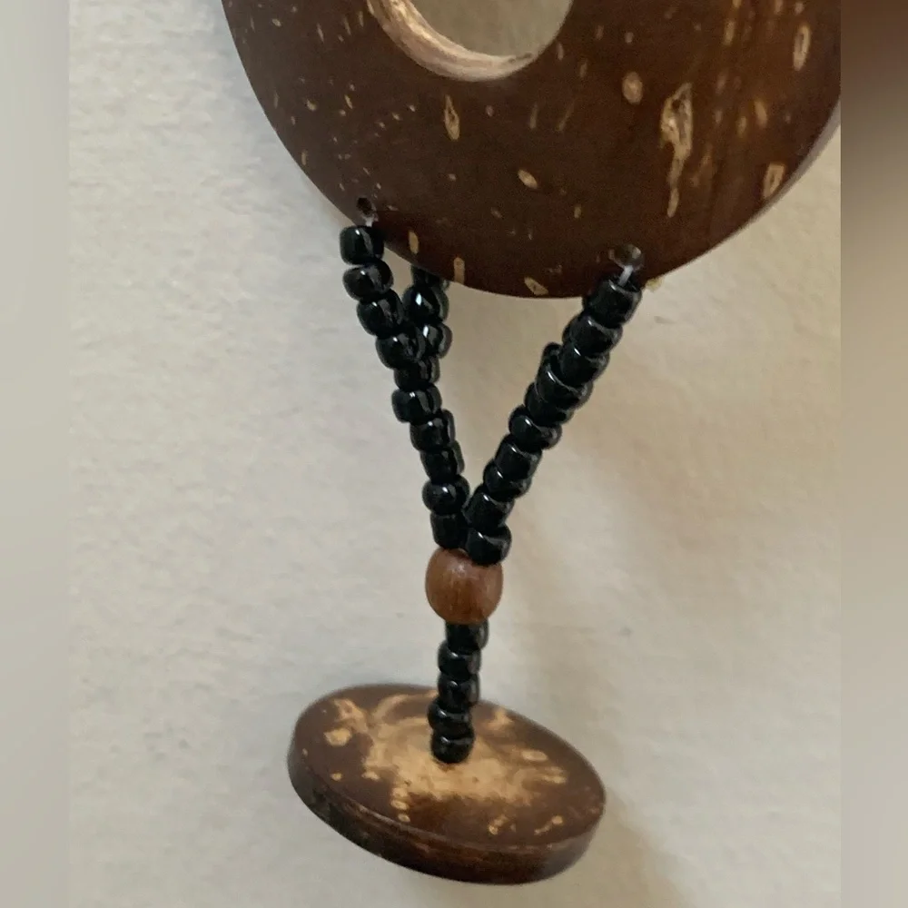 Women’s Brown Coconut Shell Seed Bead Button Belt